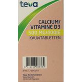 Teva - Calcium/Vitamine D - Voedingssupplement - 500mg/400IE - Kauwtablet