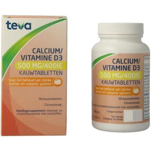 Teva Calcium/Vitamine D 500mg/400IE  90 Kauwtabletten