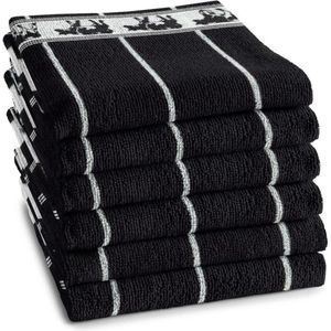 DDDDD - Keukendoek - Zwart/Wit Koe - 50x55cm - 6 Stuks - Katoen