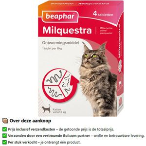 Beaphar Milquestra Ontworming Tabletten Kat 2 - 12 kg 4 tabletten
