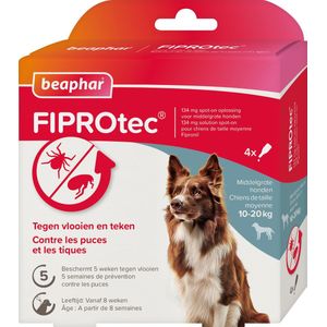 Beaphar Fiprotec Vlooien- en Tekenmiddel Hond 10-20 kg - 4 Pipetten