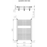 Designradiator plieger quadro 307 watt zijaansluiting 69,5x50 cm wit
