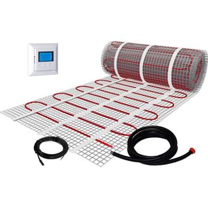 Plieger Heat elektrische vloerverwarmingsmat - wifi thermostaat - 50x500cm - 2.5m2 - 375W - rood 220511