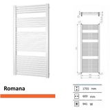 Designradiator plieger roma 964 watt zijaansluiting 175,5x60 cm wit