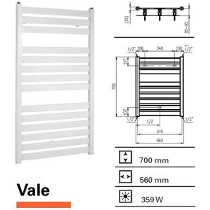 Plieger Vela designradiator horizontaal 700x560mm 359W mat wit