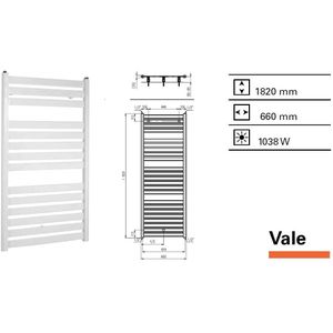 Handdoekradiator Vale 1820 x 660 mm Zandsteen