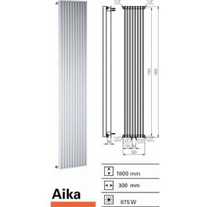 Designradiator aika 1800x300 mm mat wit