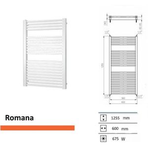 Plieger Roma designradiator horizontaal 1255x600mm 675W wit structuur