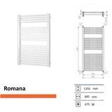 Handoekradiator romana 1255x600 mm antraciet metallic