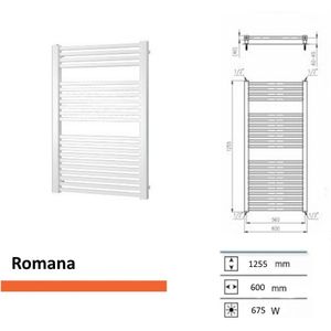 Plieger Roma designradiator horizontaal 1255x600mm 675W zwart