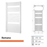 Designradiator plieger roma 964 watt zijaansluiting 175,5x60 cm mat wit