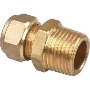 Messing knel puntstuk 15mmx3/8"""" buitendraad