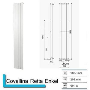 Plieger Cavallino Retto designradiator verticaal enkel middenaansluiting 1800x298mm 614W wit structuur