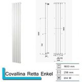 Handdoekradiator Covallina Retta Enkel 1800 x 298 mm Antrciet metallic