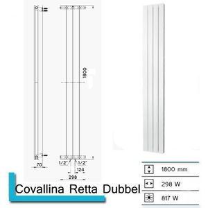 Designradiator covallina retta dubbel 1800x298 mm zilver metallic