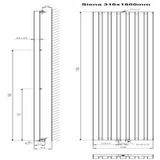 Plieger Designradiator Siena Enkel 1800x318mm 766w Wit