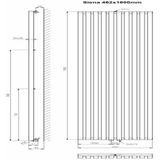 Designradiator plieger siena enkele variant 1094 watt middenaansluiting 180x46,2 cm wit