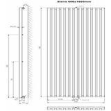 Designradiator plieger siena enkele variant 1422 watt middenaansluiting 180x60,6 cm wit