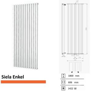 Designradiator plieger siena enkele variant 1422 watt middenaansluiting 180x60,6 cm wit