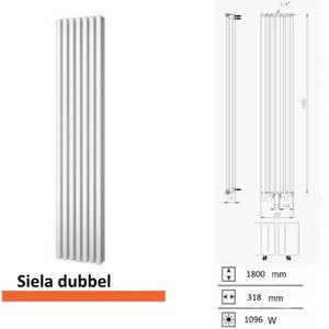 Designradiator plieger siena dubbele variant 1096 watt middenaansluiting 180x31,8 cm wit