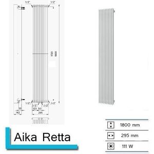 Plieger Antika Retto designradiator verticaal middenaansluiting 1800x295mm 994W wit 7253212