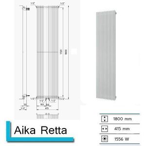 Plieger Antika Retto designradiator verticaal middenaansluiting 1800x415mm 1556W parelgrijs (pearl grey)
