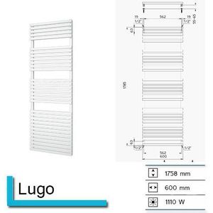 Handdoekradiator Lago 1758 x 600 mm Mat wit