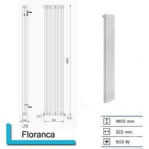 Designradiator plieger florence 903 watt zijaansluiting 180x32,2 cm mat wit