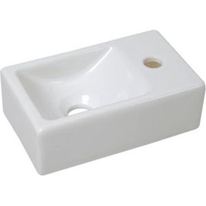 Plieger - Mini Fontein - Keramiek - Glans Wit - Kraangat Rechts