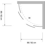 Douchecabine plieger class kwartrond 92x185 cm 3mm glas wit