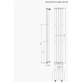 Designradiator plieger cavallino retto dubbel 905 watt middenaansluiting 200x29,8 cm wit structuur