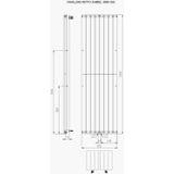 Designradiator plieger cavallino retto dubbel 1716 watt middenaansluiting 200x60,2 cm donkergrijs structuur