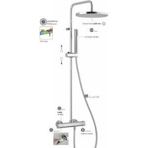 Plieger Royal doucheset met stortdouche Ø25cm + handdouche + thermostatisch met douchekraan chroom DS11RP2151CR