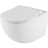 Plieger Zano wandclosetpack met wandcloset diepspoel Rim-ex met verdekte bevestiging 36.5x54cm m. Slim closetzitting met softclose m. lift-off wit