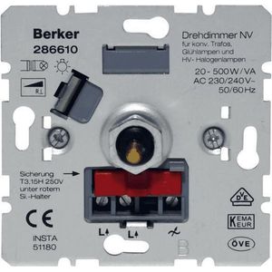 Berker dimmer 500W 286610 voor gloeilampen halogeenlampen en draadgewikkelde transformators