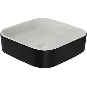 Opbouwwastafel bws fresh keramiek 42x42 cm zonder overloop, zonder kraangat wit/mat zwart