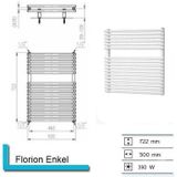 Designradiator elektrisch florion nxt-el iii/fischio 72,2x50 cm 400 watt enkel wit