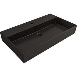 Plieger Kansas Wastafel - Met Kraangat - 80 cm x 46.6 cm - Matzwart