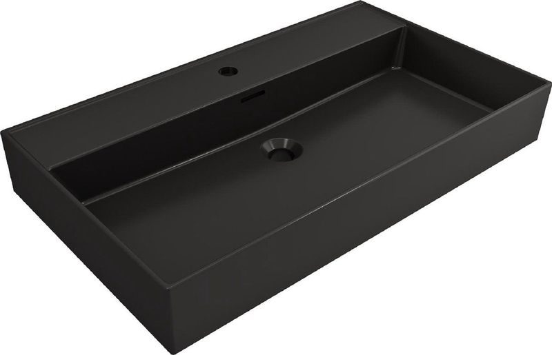 Plieger Kansas Wastafel - Met Kraangat - 80 cm x 46.6 cm - Matzwart