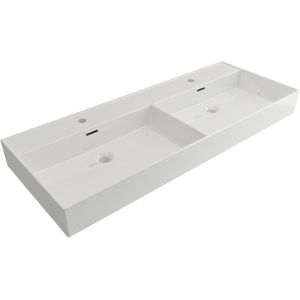 Plieger Kansas Duo Wastafel -120x45 cm - met Kraangat - Matwit