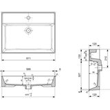 Wastafel plieger kansas zonder kraangat 60x46,6 cm met overloop wit