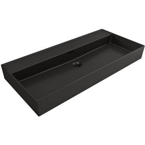 Wastafel plieger kansas zonder kraangat 100x46,6 cm met overloop mat zwart