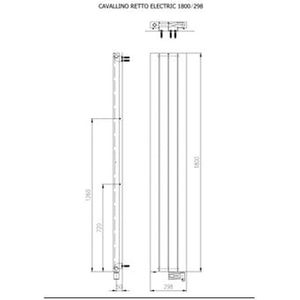 Plieger Cavallino Retto-EL II/Fischio Designradiator – 180 cm x 29.8 cm - 800 Watt – Mat zwart