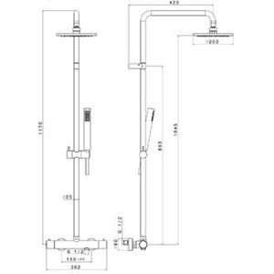 Plieger Napoli douchesysteem thermostatisch met hoofddouche Ø20cm met handdouche staafmodel m.1 stand chroom BU85RM2151CR BU85RM2151CR