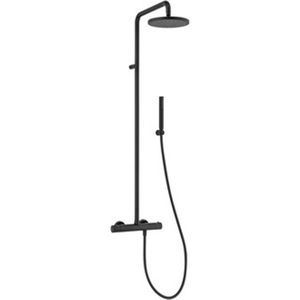 Plieger Napoli douchesysteem thermostatisch met hoofddouche Ø20cm met handdouche staafmodel m.1 stand mat zwart BU85RM2151NE