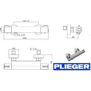 Douchekraan Thermostatisch Plieger Comfort New Hoh 15 cm Chroom