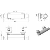 Plieger Bling - douchekraan thermostatisch - HOH=15cm - chroom