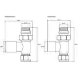 Design aansluitset radiator plieger como recht inclusief koppeling 15 mm chroom