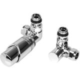 Plieger Como design radiator aansluitset universeel dubbel haaks incl. koppeling 15 mm chroom