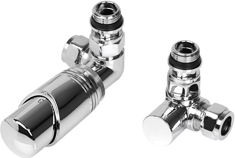 Plieger Como design radiator aansluitset universeel dubbel haaks incl. koppeling 15 mm chroom